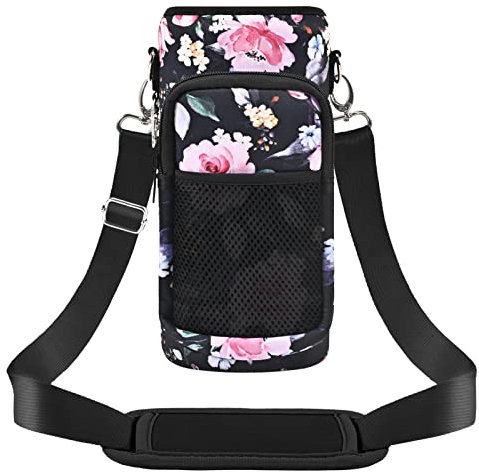Borsa per bottiglia d'acqua da mezzo gallone, porta bottiglie, tracolla regolabile con 2 tasche in neoprene, borsa sportiva per escursionismo, viaggi e campeggio
