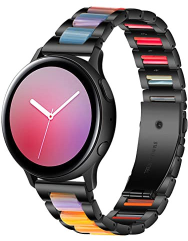 Gheper Bracelet de Montre en Acier Inoxydable et Résine Compatible Avec Samsung Galaxy Watch 7 FE 6 5 4 44mm 40mm/Active 2/Active1 40mm/42mm/3 41mm - Bracelet de Rechange en Métal 20mm