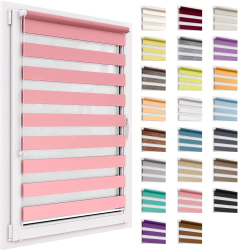 Doppelrollo ohne Bohren, 60x150 cm Stoffgröße, Duo Rollo Klemmfix, Easyfix, lichtdurchlässig und verdunkelnd, Day&Night, Klemmrollo Sonnenschutzrollo Fensterrollo für Fenster & Türen