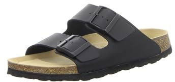Natural Sense Unisex Hausschuhe Pantolette Sandale Leder schwarz 1095018, Schuhgröße:40 EU