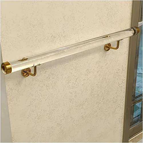 WDJBPSH Handlauf Transparentes Acryl Treppengeländer, Wandhalterung Aids Geländer Haltestange für Flur Loft Treppe Schritt Im Freien, Belastung - 200kg (Color : Golden Bracket, Size : 50cm/1. 6ft)