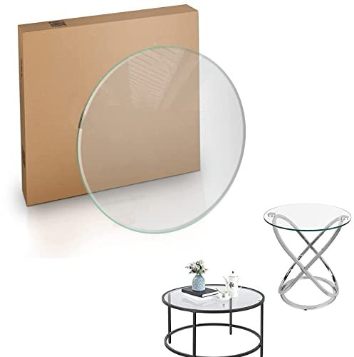 V3VOGUE Glasplatte Für Runden Esstisch, Tischplatte Rund Ø 35cm-100cm Gehärtetem Glassplatte, Leicht Reinigen, Klar Tabelle Beschützer, Für Couchtisch/Beistelltisch/Gartentisch Glasscheibe
