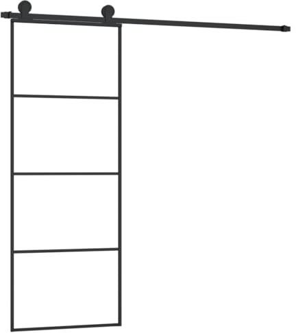 vidaXL Porte Coulissante avec Kit de Guincaillerie Porte Givrée Rail Coulissant Butées de Porte Bloc Anti-Saut 76x205 cm Verre ESG