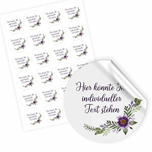24 Stück Personalisierte Aufkleber - Personalisierte Aufkleber mit Wunschtext - 4,5 cm Runde Papieraufkleber Etiketten für Hochzeit, Taufe, Produkte, Geburtstag (Style 6)