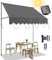 Joparri Klemmmarkise 300x120cm Grau mit Handkurbel ohne Bohren, 2 in 1 Balkonmarkise mit 5M Bunt Solar Lichterkette, UV-beständig & höhenverstellbar 211.5-305cm, Sonnenschutz wasserdicht