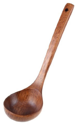 Zpoicaegn Kitchen Cooking Straight Handle Wooden Wood Soup Scoop Spoon Ladle Brown 11 Long