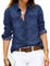 Roskiky Chemise en jean à manches longues, avec boutons, pour femme, X-Large