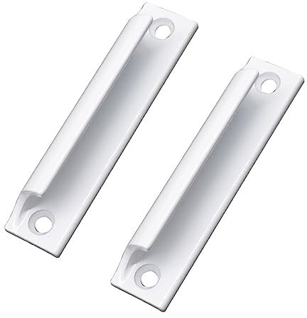 2 Pièces Poignée de Porte de Balcon Poignée de Porte Coulissante Blanc avec Vis,Poignee de meuble cuisine,Convient pour les portes coulissantes,les portes en bois,les fenêtres avec 4 vis (argent)