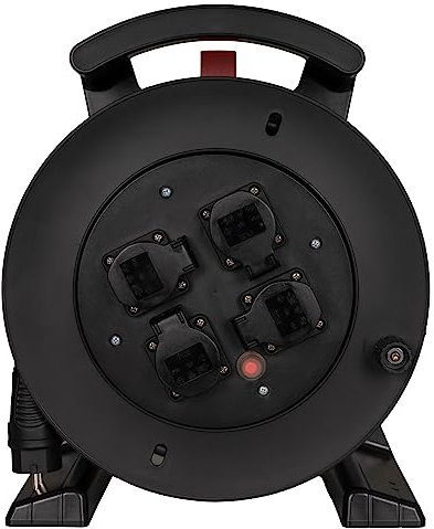 JUMBO Kabeltrommel 2.0 in schwarz, 4x Schutzkontakt-Steckdose, H07RN-F 3G1,5 mm², 40 m