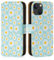 32nd Floral Series 3.0 - Design PU Leather Book Wallet Case Cover for Apple iPhone 15 (6.1), Flip Case With RFID Blocking Card Slots, Magnetic Closure and Built In Stand - Blue Daisy