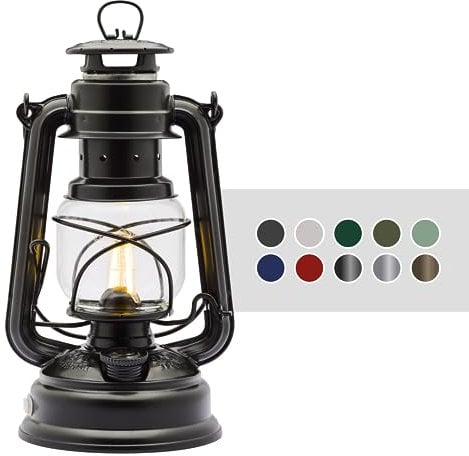 Feuerhand LED Laterne Baby Special 276 - stufenlos dimmbare Laterne für Wohnzimmer, Balkon oder Terrasse - mit warmweißem Licht, Akku- und Batteriebetrieb - Mattschwarz
