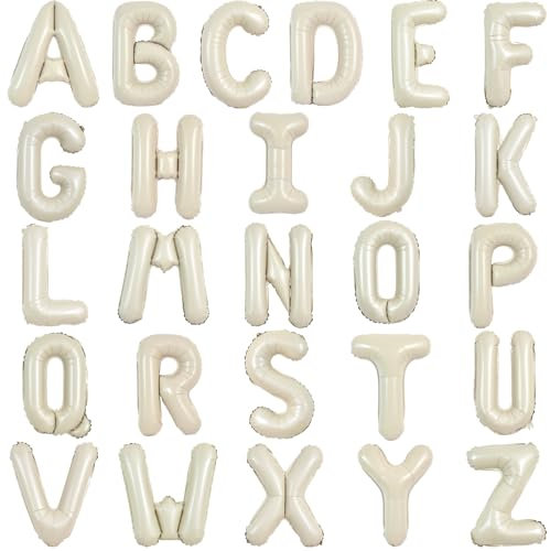 TONIFUL 52 Pieces 16 Inch Cream Green Letter A-Z Balloons,Custom Phrase Mylar Foil Alphabet Letter DIY Personalized Phrase Banner for Birthday Anniversary Celebration Graduation Party Supplies Decor