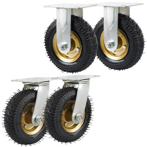LIGUOYI Schwerlastrollen, Möbelrolle Universalstoßdämpfung 2 Lenkrollen + 2 Bockrollen Keine Beschädigung des Bodens Leicht Zu Installieren, Zum Speisewagen Mechanisch Möbel Luftbereift