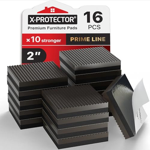 Piedini antiscivolo gomma X-PROTECTOR - Piedini di gomma adesivi 16 pz 50 mm - Premi gommini per sedia - Feltrini antiscivolo per mobili di alta qualità - Migliori feltrini sedie gomma!