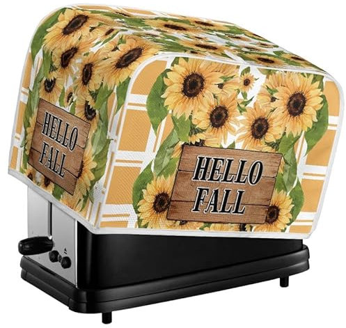 Kuiaobaty Fall Sunflowers Toaster Machine Cover, Yellow Flowers Small Appliance Covers Universal Fit Dustproof Cover for 2 Slice Toaster