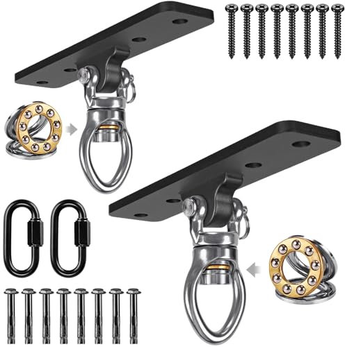 Dolibest Set di 2 ganci per sacco da boxe, resistenti, set di staffe con cuscinetto girevole e moschettone, per travi da parete, sacco da boxe, amaca, sedia a dondolo, fino a 408,2 kg