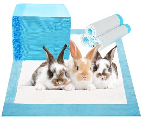PINVNBY 100 Pieces Disposable Pee Pads for Rabbit,17.72x12.99 Rabbits Toilet/Potty Training Pads Super Absorbent Puppy Cage Liners for Chinchillas Guinea Pigs Hamsters Cats Small Animals
