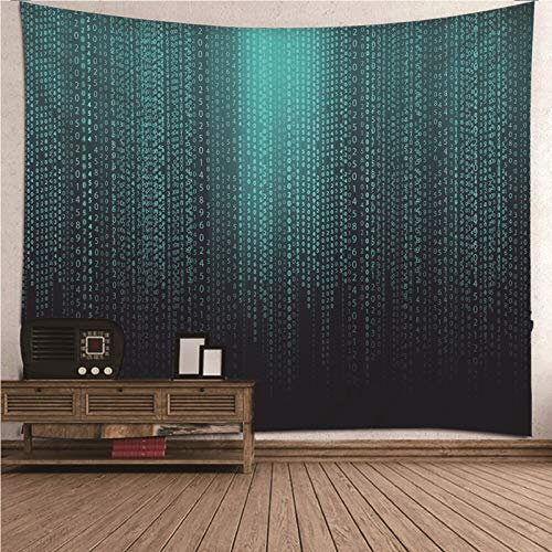 CEVAN Wandteppich Fensterblick Tapisserie Trippy Ziffer Tuch Wandbehang Groß Wandtuch Ethno Kunst Dekorationen Decke Wandbehang Stoff Schwarz Grün 150x130cm