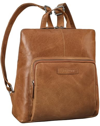 STILORD 'Dorothea' Kleiner Lederrucksack Damen Elegant Leder Daypack kleiner Tagesrucksack Vintage Cityrucksack Rucksackhandtasche Echtleder, Farbe:tropica - braun