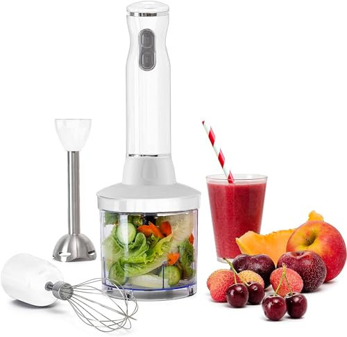 Avilia Frullatore ad Immersione 3in1 500ml 600W con Frusta e Tritatutto, Motore Potente, Lama in Acciaio Inox Resistente - Ideale per Preparare Frullati, Salse o Creme - Facile da Pulire