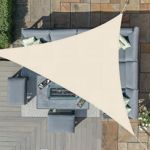Sunnylaxx 4x4x4m Cachi Chiaro Tenda a Vela Triangolare Ombreggiante, Impermeabile Vele Parasole Protezione UV per Esterno, Giardino e Terrazza, Piscina