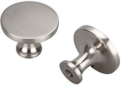 LONTAN Möbelgriffe Gebürstetes Nickel Türgriffe Küche 6 Pack Griff Solide Knopf Modern Zinklegierung Möbelknöpfe, Ein Loch
