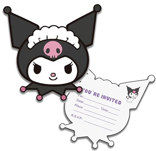 Roffatide Anime Kuromi Inviti 24Pz Kuromi a Forma di Riempimento Inviti Cinnamorol Tema Festa di Compleanno Inviti Parti Forniture