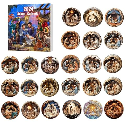 2025 Weihnachten Geburt Jesus Adventskalender, 2025 Adventskalender Kinder, Niedlicher Adventskalender 2025, Einzigartiger Jesus Adventskalender, Weihnachten Urlaub Adventskalender (Blau)