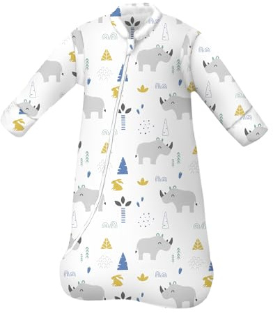 MIKAFEN Baby Schlafsack 3.5 Tog Winter Langarm von Geburt bis 4 Jahre alt | 100% Baumwolle ,Abnehmbare Ärmel vollständig，Umhüllten Beinen ,Maschinenwaschbar