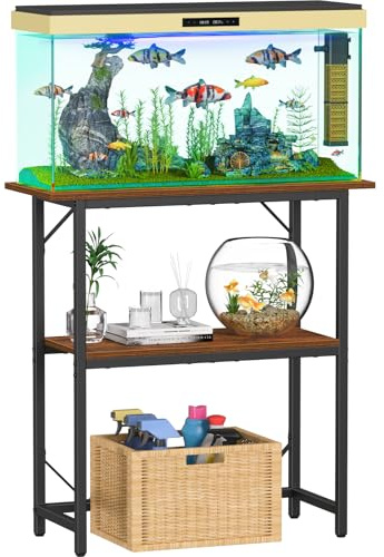 Snughome Aquariumständer, 2-stöckig, robuster Terrarium-Ständer für Zuhause, Büro, Aquarium, 76,2 cm L x 30in B x 78 cm H, rustikales Braun