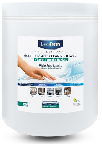 Deep Fresh Multi Surface Cleaning Wipes Bucket 1 x 300pcs, White Soap