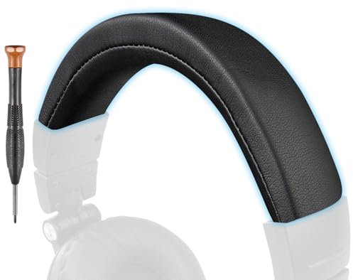 SOPROM Protein Leather Replacement Headstrap Pad Kit for Audio Technica ATH M50, M50X, M50XWH, M50XBT, M50XBT2, M50S/LE Headphones, Easy DIY Installation(Black)