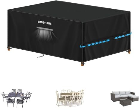 SIMPHAUS Abdeckplane Gartenmöbel Abdeckung Gartentisch Wasserdicht Schutzhülle Gartenmöbel,Anti UV 420D Oxford,Abdeckungen für Gartenmöbel,Rattan Sitzgruppe,Sofa,Balkonmöbel 150x100x75cm