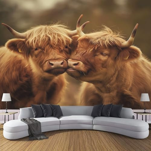 COSKTIARL Tier Tapete - Selbstklebende Tapete Yak Küssen Wasserfest Mustertapete Für Möbel Küche Schlafzimmer Wohnzimmer Wand, Tapeten Dekoratives 350 X 256 Cm