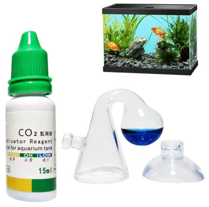Kalastussaari Aquatic CO2 Glass Drop Checker, Simple Quick Accurate Co2 Aquarium Kit with Solution & Suction Cups, Momitor for Aquarium Plant Fish Tank Test Kit