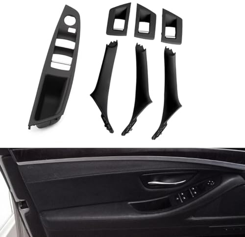Fouedy Seitentürgriff, 7 Stück, Auto-Innentürgriff, Innentürverkleidung, Zugverkleidung für B-MW 5er-Serie F10 F11 5er Serie 520 523 525 528 530 535 (schwarz)
