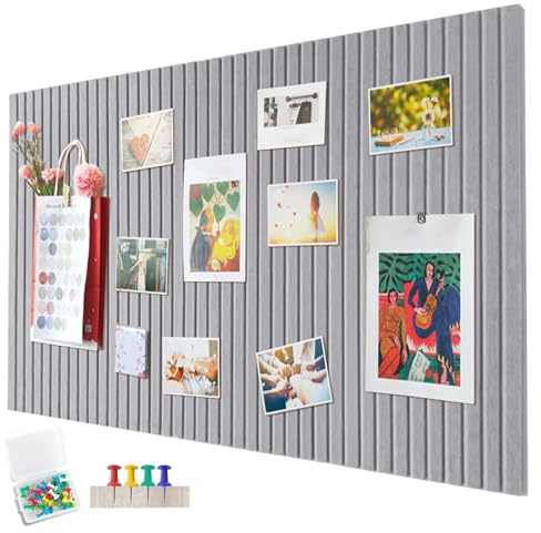 Große Filz Pinnwand Selbstklebend ，60 x 40cm Filzboard，dekorative Pinnwand aus Filz， 0,9cm dick，faltbare Fototafel Memotafeln Memo Boards Bulletin Board Wanddekoration für Büro Küche,Zementgrau