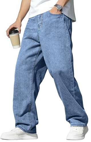 JMIERR Jeans Herren Baggy Stretch Y2K Denim Hose | Casual Weite Jeans Hosen Loose Fit,Ganzjährig,Atmungsaktiv,Vintage Streetwear,Klassische Washed Freizeithose