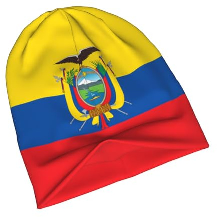 PHAYAH Mütze mit Ecuador-Flagge für Herren und Damen, leichte Beanie, Schlafmütze, atmungsaktives Futter, Strickmütze, Schwarz