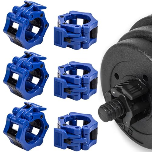 Qanye Liberación Rápida Cierres para Pesas de 30 mm, 6 Piezas Abrazaderas para Barra, Barbell Clamps de Muelle para Levantamiento de Pesas, Entrenamiento de Fuerza en Gimnasio, 3 Colores