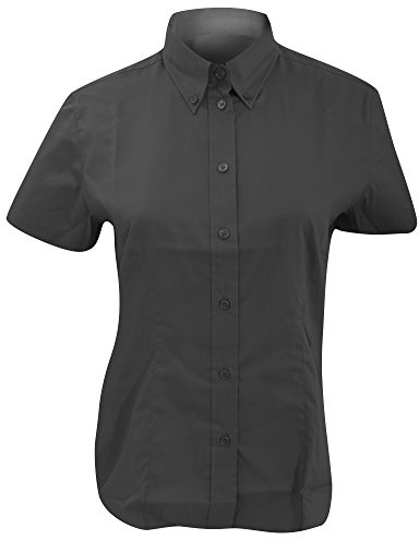 Kustom Kit Ladies Oxford Shirt - Fitted, Button Down Collar, Charcoal, Size 10