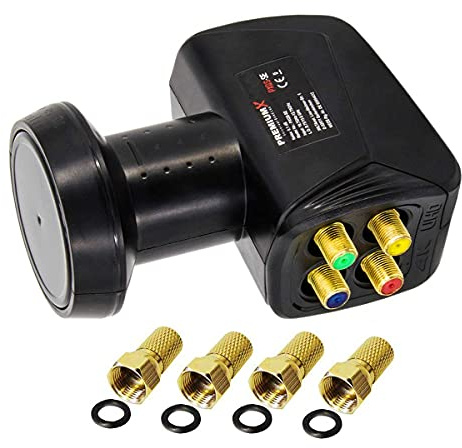 Premium X LNB Quad PXQS-SE Quattro Switch zum Direktanschluss bis 4 Teilnehmer inkl. 4X F-Stecker