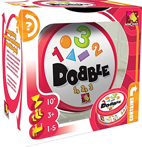 Asmodee , Dobble 1, 2, 3, Card Game, Ages 6+, 2-8 Players, 15 Minutes Playing Time