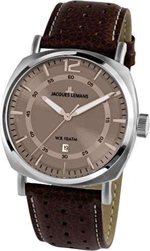 JACQUES LEMANS Herrenuhr Lugano Lederarmband massiv Edelstahl 1-1943G