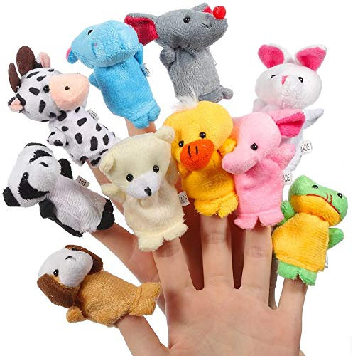 Twister.CK Fingerpuppen, Baby Story Time Requisiten, 10 Stück Tier Style Soft Samt Puppen Requisiten Lernspielzeug für Baby Kinder