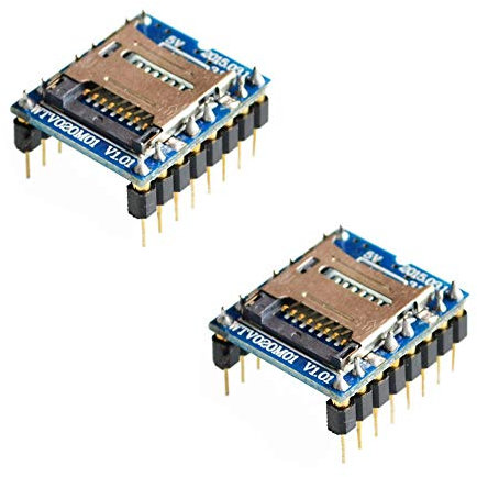 iHaospace 2 Pcs WTV020 Mini SD Card Sound Module Audio MP3 Module Compatible for Arduino, AVR, ARM, PIC - MP3