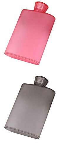 2 Pieces Plastic Hip Liquor Whiskey Alcohol Flask Cap Pocket Water Bottle with Lid Leakproof Durable