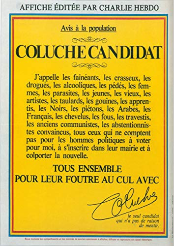 Poster Poster COLUCHE Hinweis für die Kulturbevölkerung