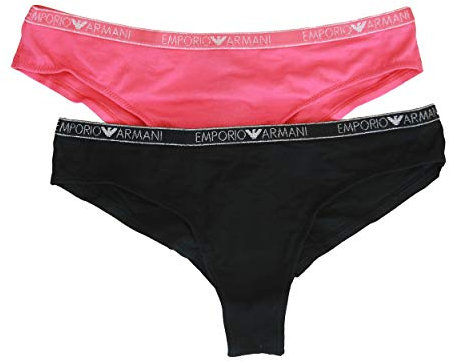 Emporio Armani Woman Brazilian Brief 2 Pack L Black-Coral (21120)
