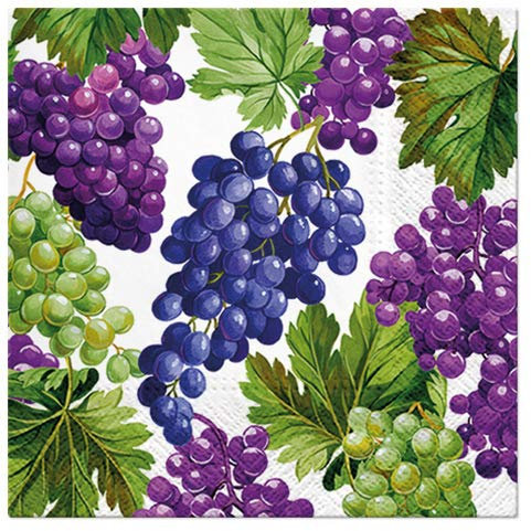 20 Servietten Weintrauben aus der Natur | Essen | Wein | Herbst 33x33cm